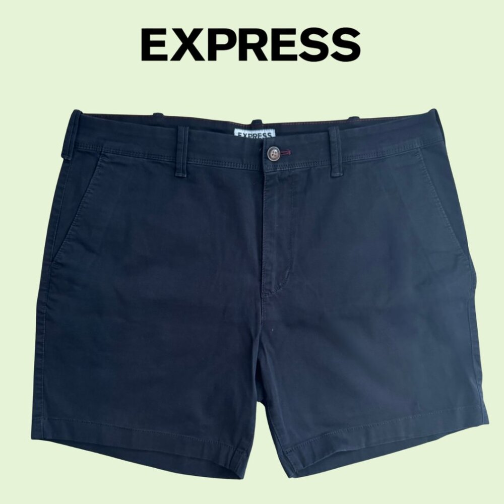 Express Men's Black Flat Front Short Size 34